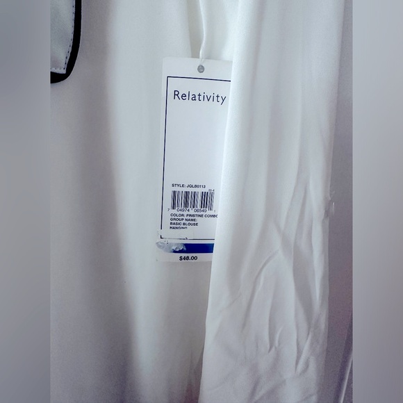 NWT Semi-Sheer White Button Down Shirt with Black Piping, XL - Picture 3 of 5